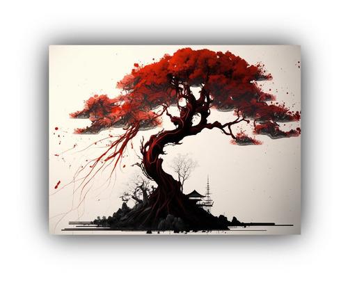 rojo estilo japones 30x20cm paisajes