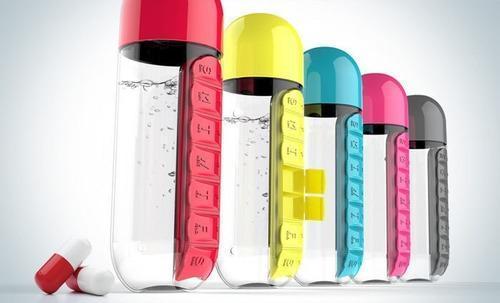 pack x5 botellas agua pastillero