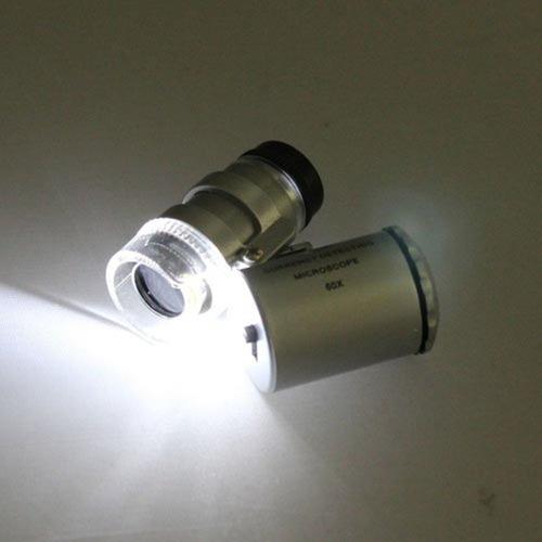 bolsillo luz led/uv 60x microscopio