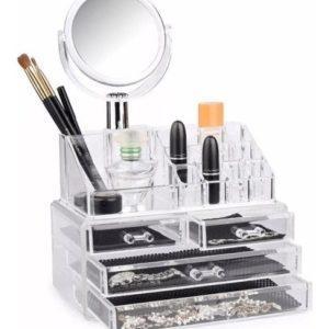 caja organizador cosméticos espejo cosmetiqueros