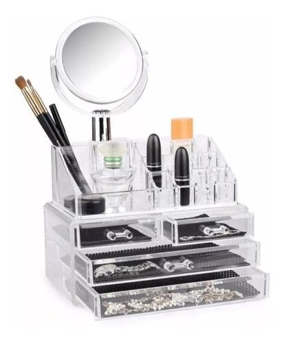 caja organizador cosméticos espejo cosmetiqueros