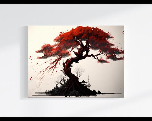 rojo estilo japones 30x20cm paisajes