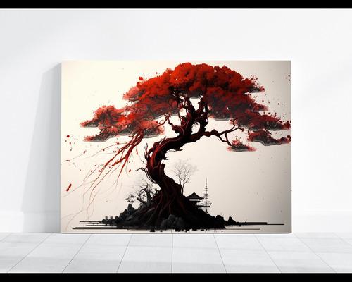 rojo estilo japones 30x20cm paisajes