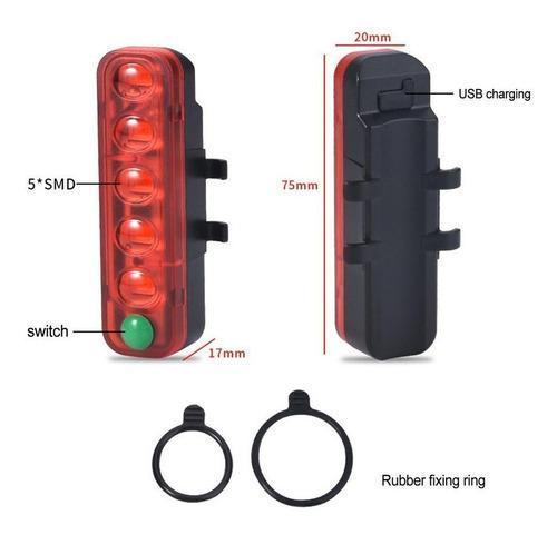 luz led trasera bicicleta usb